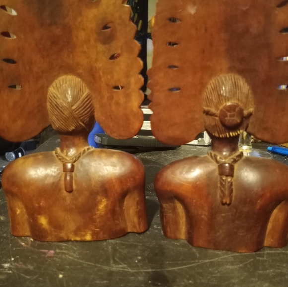 Old Handcarved wood book ends - Picture 4 of 8